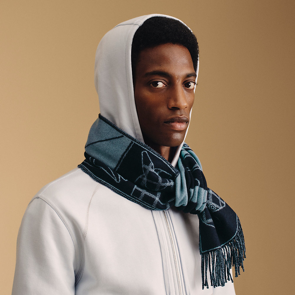 Camails Jacquard scarf - Blue | Hermès Canada